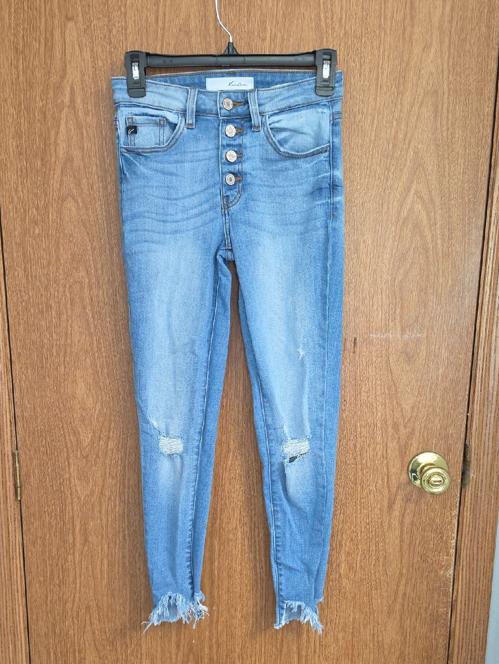 KanCan Light Blue High-Rise Button-Fly Skinny Jeans